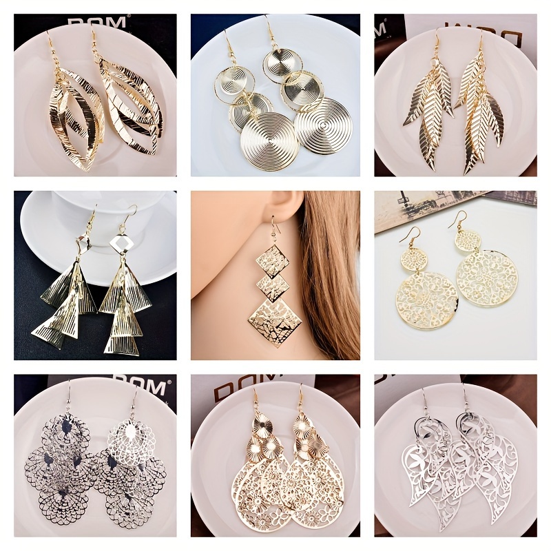 Assorted Earrings Set Leaf Butterfly Circular Spiral Pendants Dangle Drop S